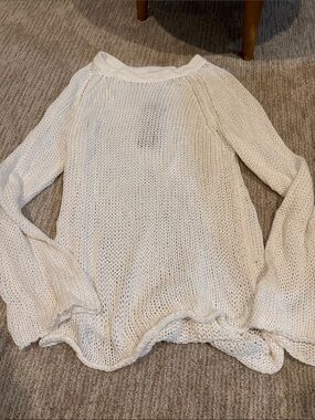 ONE MILE Open-Knit Crewneck Sweater